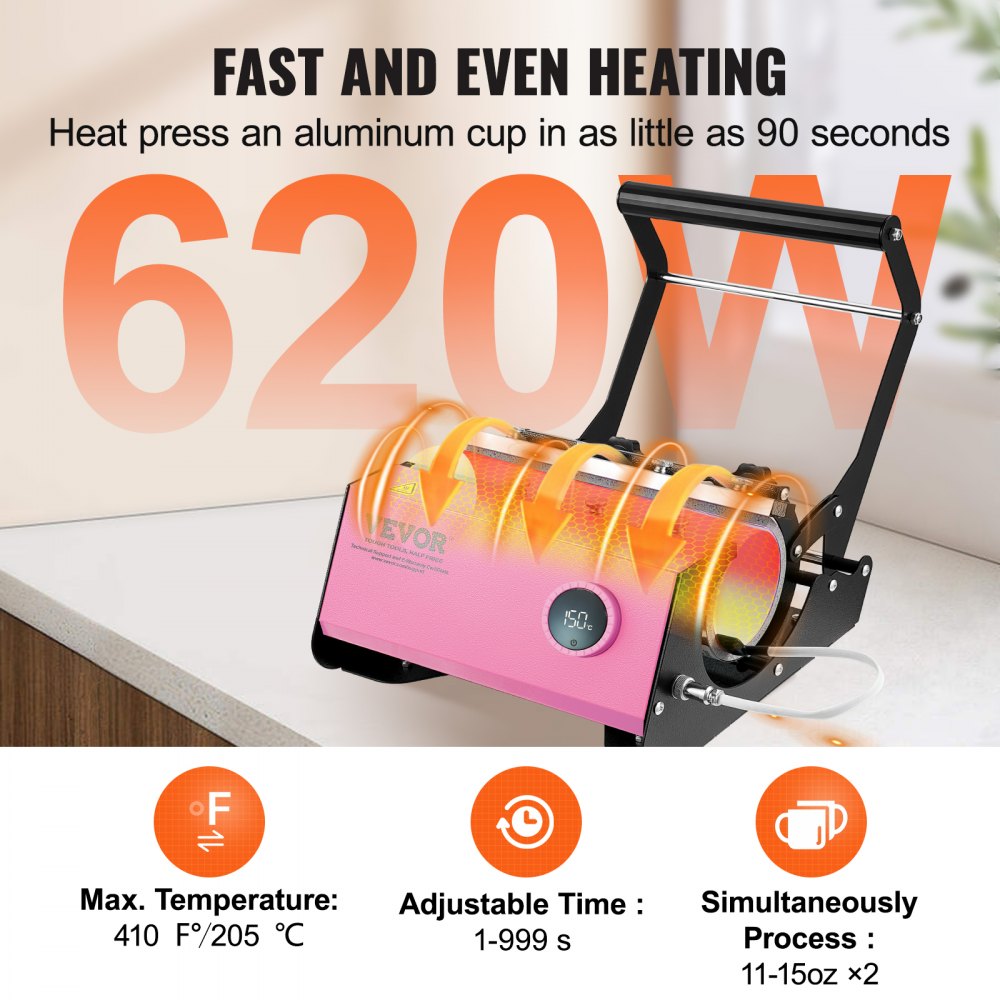 VEVOR Mug Heat Press, 11-30oz Tumbler Heat Press Machine, Sublimation Transfer Straight Skinny Tumblers, Cup Heat Press