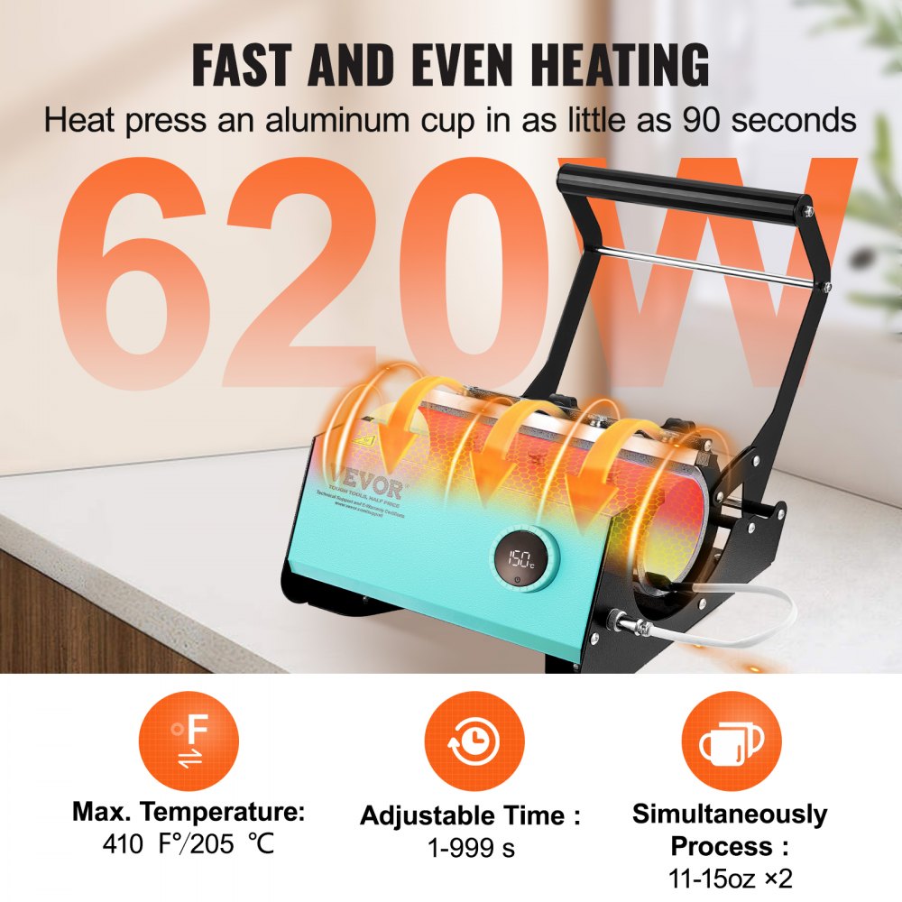 VEVOR Mug Heat Press, 11-30oz Tumbler Heat Press Machine, Sublimation Transfer Straight Skinny Tumblers, Cup Heat Press