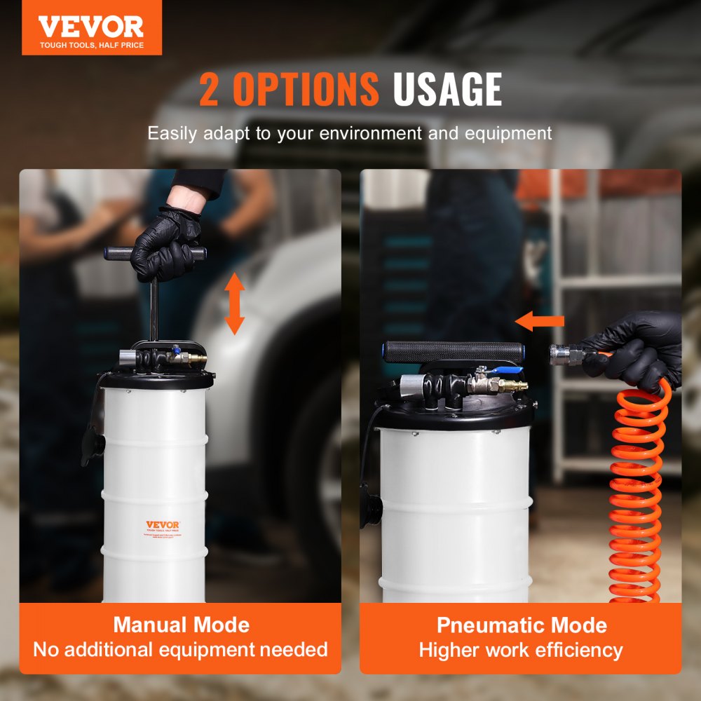 VEVOR Fluid Extractor, 1.74 Gallons (6.5 Liters), Pneumatic/Manual Oil Changer Vacuum Fluid Extractor with Dipstick and