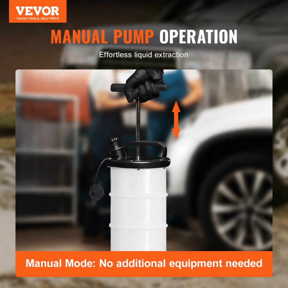 VEVOR Fluid Extractor, 1.74 Gallons (6.5 Liters), Manual Hand-Operated Oil Changer Vacuum Fluid Extractor with Dipstick