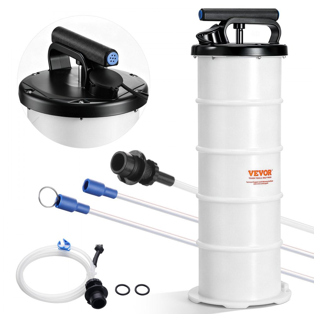 VEVOR Fluid Extractor, 1.74 Gallons (6.5 Liters), Manual Hand-Operated Oil Changer Vacuum Fluid Extractor with Dipstick