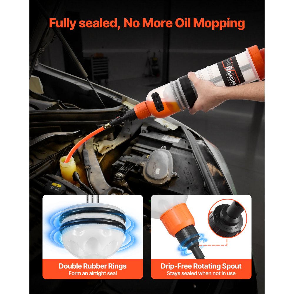 VEVOR 1500CC Fluid Extractor, Manual Automotive Fluid Pump Extractor, Oil Syringe with Long Hose and Extension Tubes