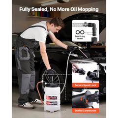 VEVOR Fluid Extractor, 9.5 L Capacity, Manual Vacuum Oil Extractor Pump with 59 in Long Horse & Three 47 in Extension
