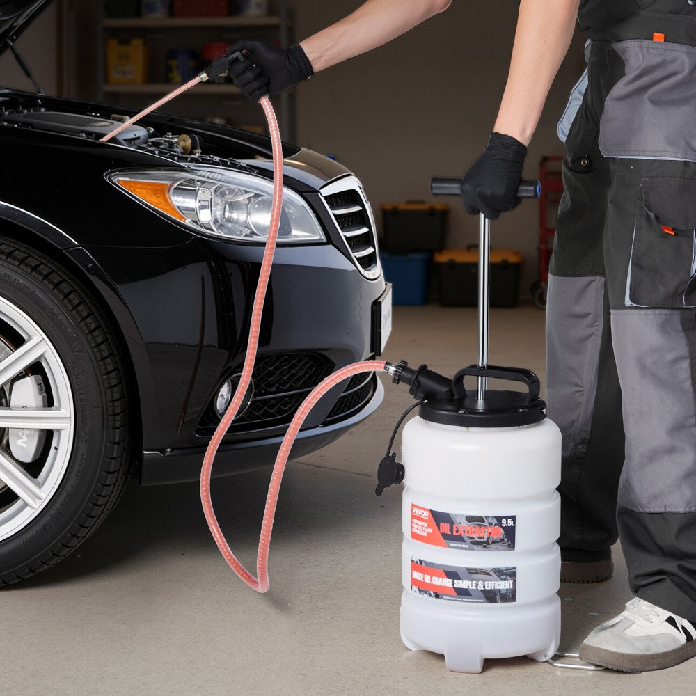 VEVOR Fluid Extractor, 9.5 L Capacity, Manual Vacuum Oil Extractor Pump with 59 in Long Horse & Three 47 in Extension