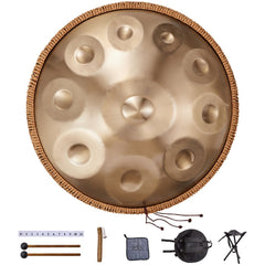 VEVOR Handpan Drum, 22 in & 10 Notes, D Minor Hand Drum, Hand Pan Drum Instrument with Mallets, 432Hz Handpan Stand &
