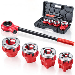 VEVOR Ratchet Pipe Threader Kit with 4 Dies, 1/2" NPT, 3/4" NPT, 1" NPT, 1-1/4" NPT Manual Ratcheting Pipe Threading