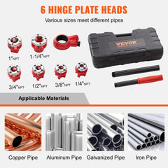 VEVOR Ratchet Pipe Threader Kit, 1/4" NPT - 1-1/4" NPT Manual Ratcheting Pipe Threader, Portable Pipe Threading Tool