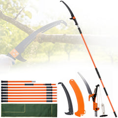 VEVOR Manual Pole Saw, 7.3-27 ft Extendable Tree Pruner, Sharp Steel Blade and Scissors High Branches Trimming, Branch