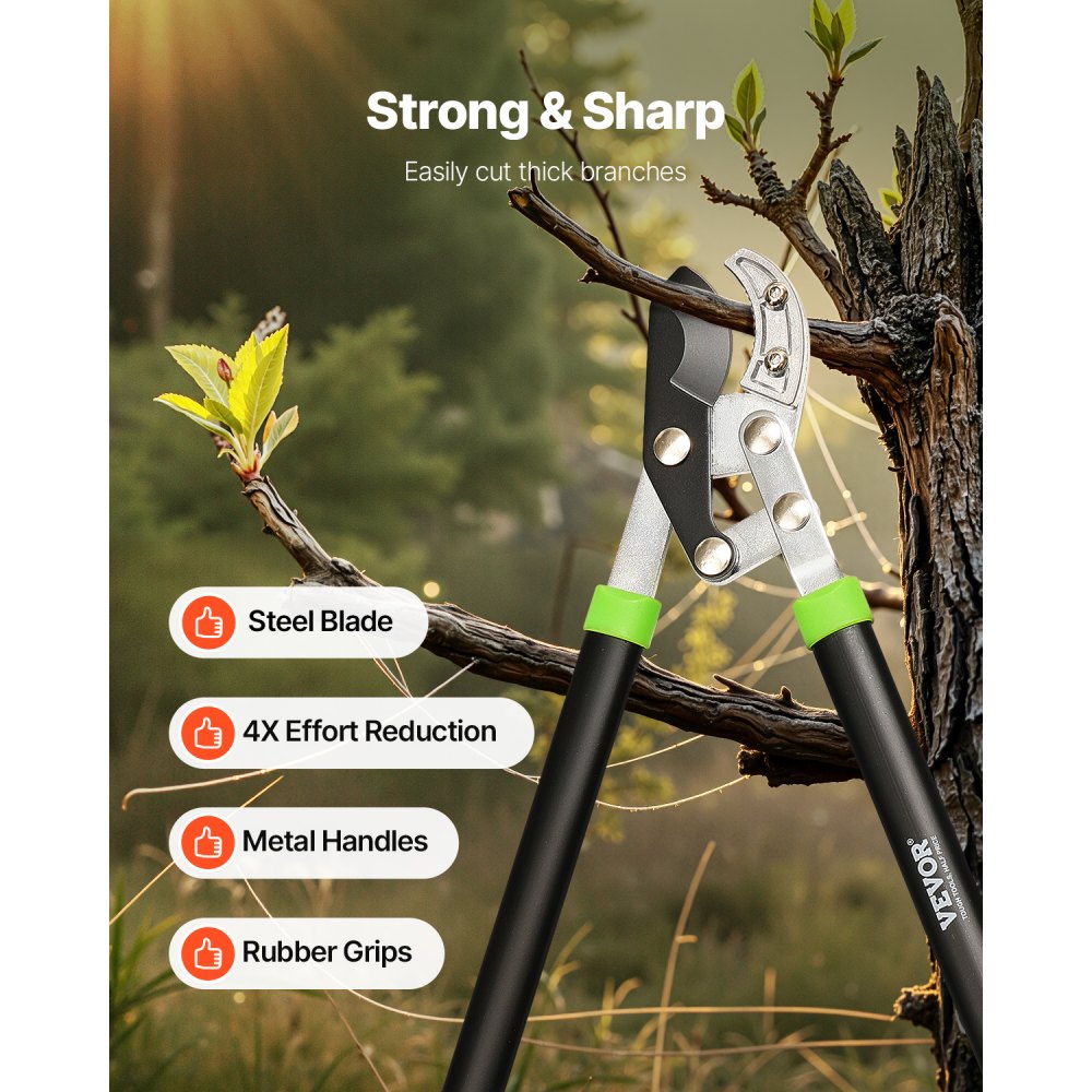VEVOR Loppers for Tree Trimming, 32 inch Garden Anvil Trimmer with Compound Action, Sharp Steel Blade, Heavy Duty Tree