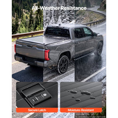 VEVOR Retractable Tonneau Cover 5.5FT Hard Truck Bed Cover Manual Retract, Compatible with 2022-2026 Toyota Tundra Crew