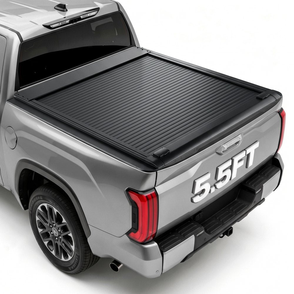 VEVOR Retractable Tonneau Cover 5.5FT Hard Truck Bed Cover Manual Retract, Compatible with 2022-2026 Toyota Tundra Crew