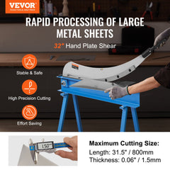 VEVOR 32" Manual Hand Plate Shear for Metal Sheet Processing, Benchtop Cutter with Q235 Material, for Crafts Thick