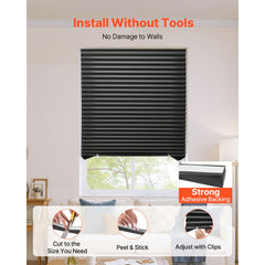 VEVOR Paper Blinds, 6 Pack, 36 in x 72 in, Temporary Blackout Pleated Paper Shades, No Tools No Drilling, Pleated