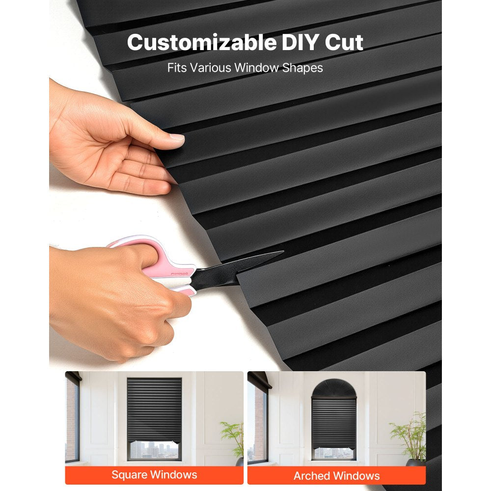 VEVOR Paper Blinds, 6 Pack, 36 in x 72 in, Temporary Blackout Pleated Paper Shades, No Tools No Drilling, Pleated