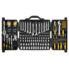 VEVOR 207-Piece Mechanics Tool Set, 1/4" 3/8" 1/2" Drive Sockets, SAE and Metric Mechanic Tool Kit with Bits, Wrenches