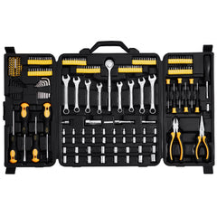VEVOR 221-Piece Mechanics Tool Set, 1/4" and 3/8" Drive Sockets, SAE and Metric Mechanic Tool Kit with Bits, Wrenches