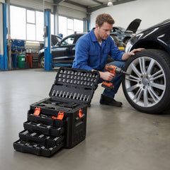 VEVOR Mechanics Tool Set, 256-Piece Mechanic Tool Kit, 1/4 in, 3/8 in, and 1/2 in Drive, SAE and Metric Socket Set