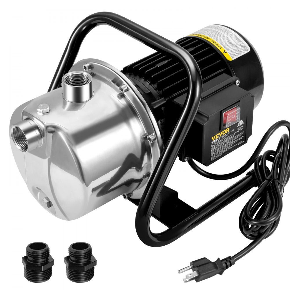 VEVOR Shallow Well Pump, 1.1 HP 115V, 978 GPH 131 ft Height, 40psi Max Pressure, Portable Stainless Steel Sprinkler