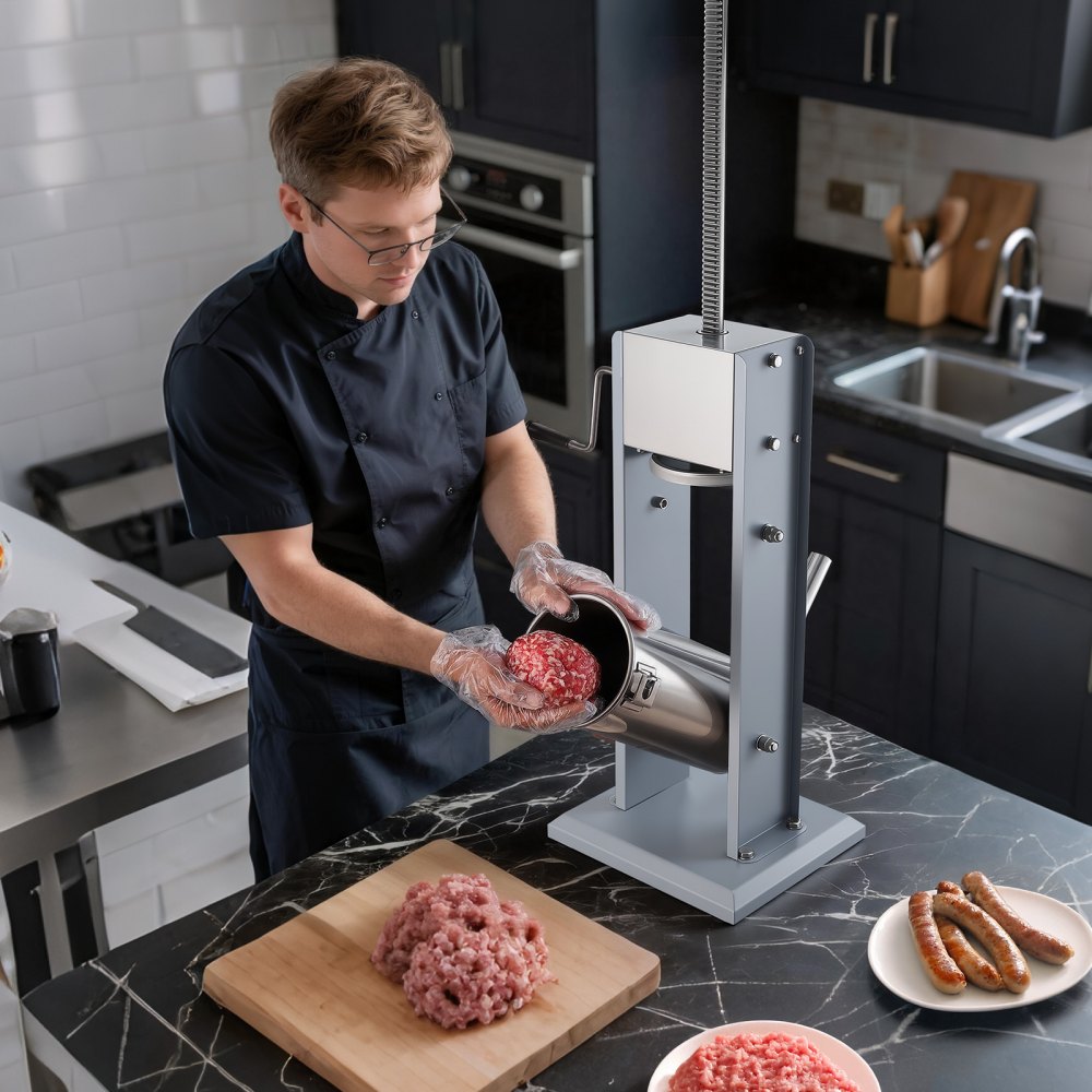 VEVOR Manual Sausage Stuffer, 11 LBS / 5 L Vertical Meat Stuffer, Heavy Duty Sausage Casing Meat Stuffing Machine