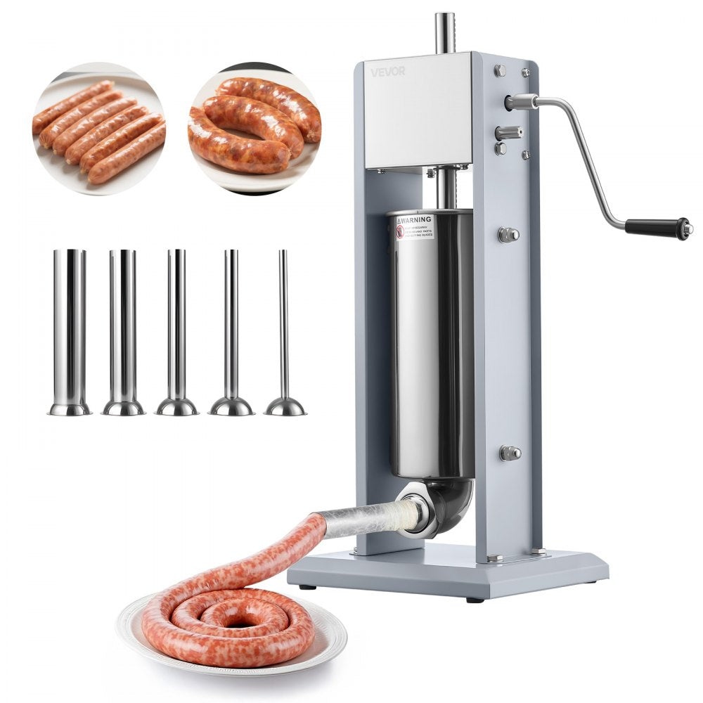 VEVOR Manual Sausage Stuffer, 11 LBS / 5 L Vertical Meat Stuffer, Heavy Duty Sausage Casing Meat Stuffing Machine