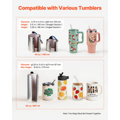 VEVOR Tumbler Heat Press Machine, 30 oz and 40 oz Mug Press, Fast and Even Heating, with Tape, Gloves, Easy Temp and