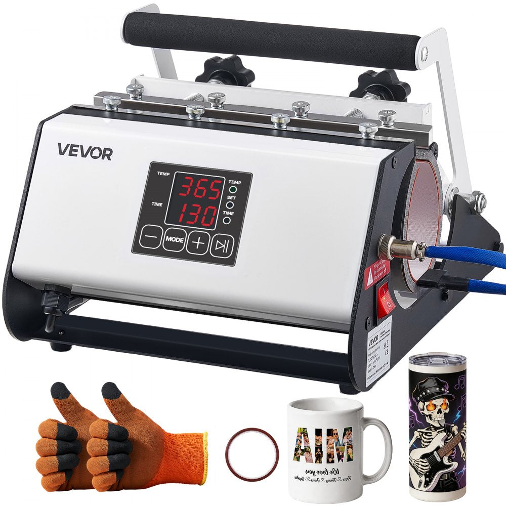 VEVOR Tumbler Heat Press Machine, 11-30 oz Mug Press, Fast and Even Heating, with Tape and Gloves, Easy Temp and Time