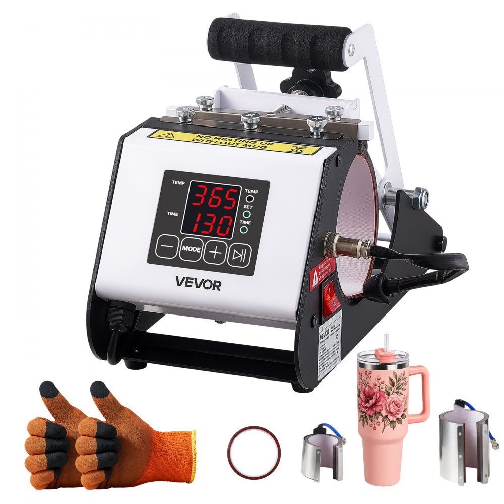 VEVOR Tumbler Heat Press Machine, 40 oz Tumbler Press, Fast and Even Heating, with Tape, Gloves, Easy Temp and Time