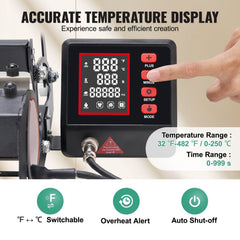 VEVOR Tumbler Heat Press Machine, 11-30oz Mug Press, Heat Up Fast and Even, Tumbler Press with Sublimation Paper, Tape