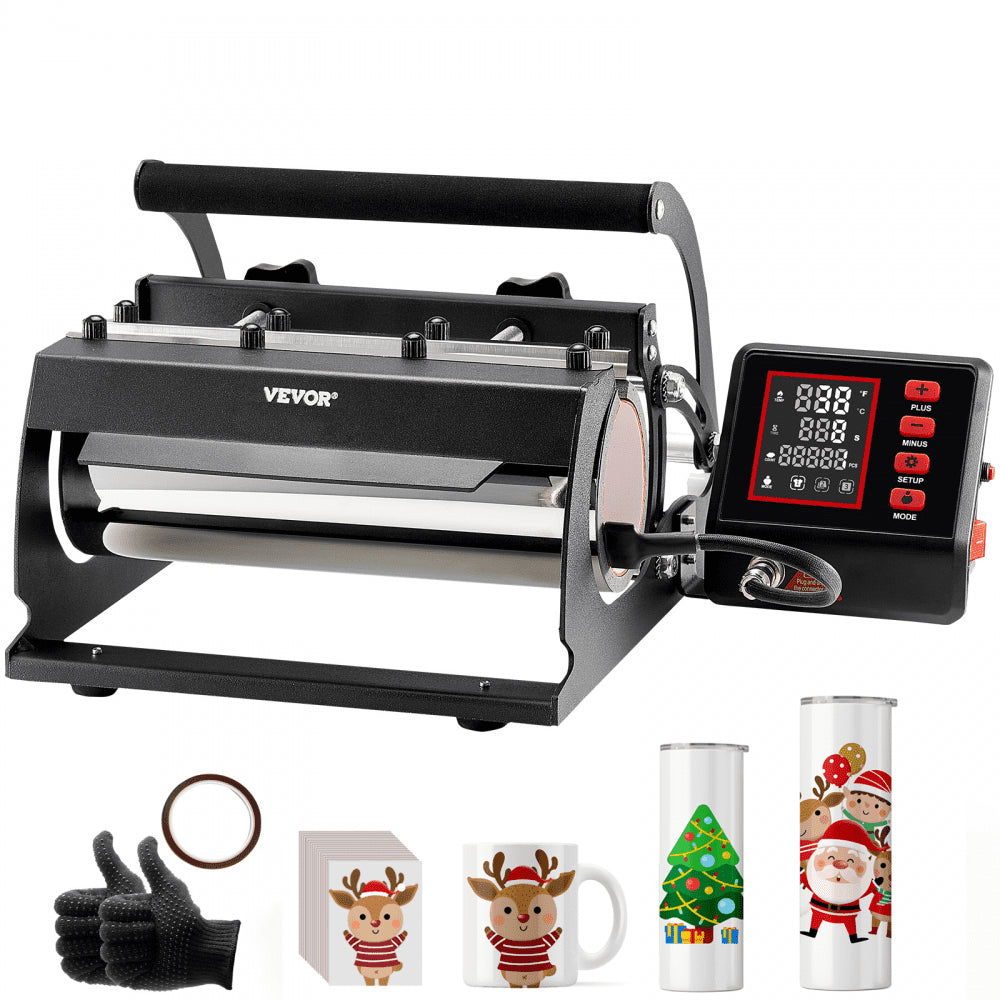 VEVOR Tumbler Heat Press Machine, 11-30oz Mug Press, Heat Up Fast and Even, Tumbler Press with Sublimation Paper, Tape