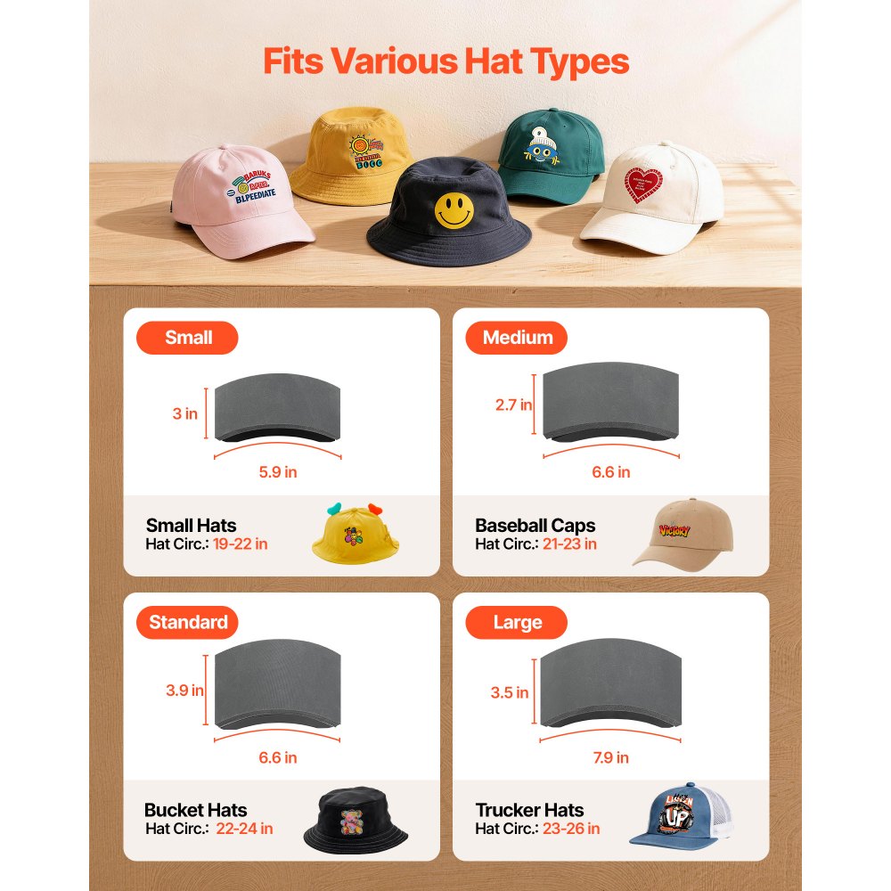 VEVOR Hat Heat Press Machine, with 4 Interchangeable Platens and Caps Stretcher, Precise Temperature & Time Control