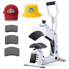 VEVOR Hat Heat Press Machine, with 4 Interchangeable Platens and Caps Stretcher, Precise Temperature & Time Control