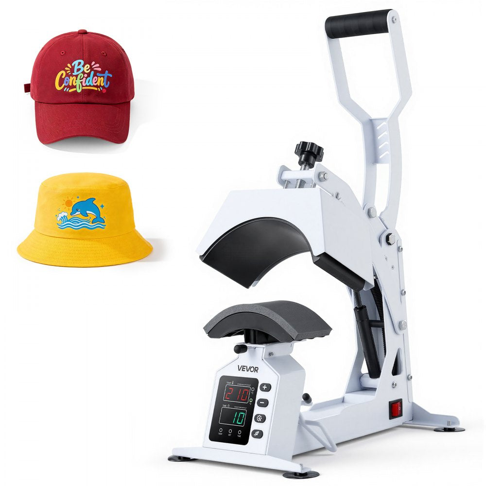 VEVOR Hat Heat Press Machine, 8.5 x 4 in Large Heating Plate, with Caps Stretcher, Precise Temperature & Time Control