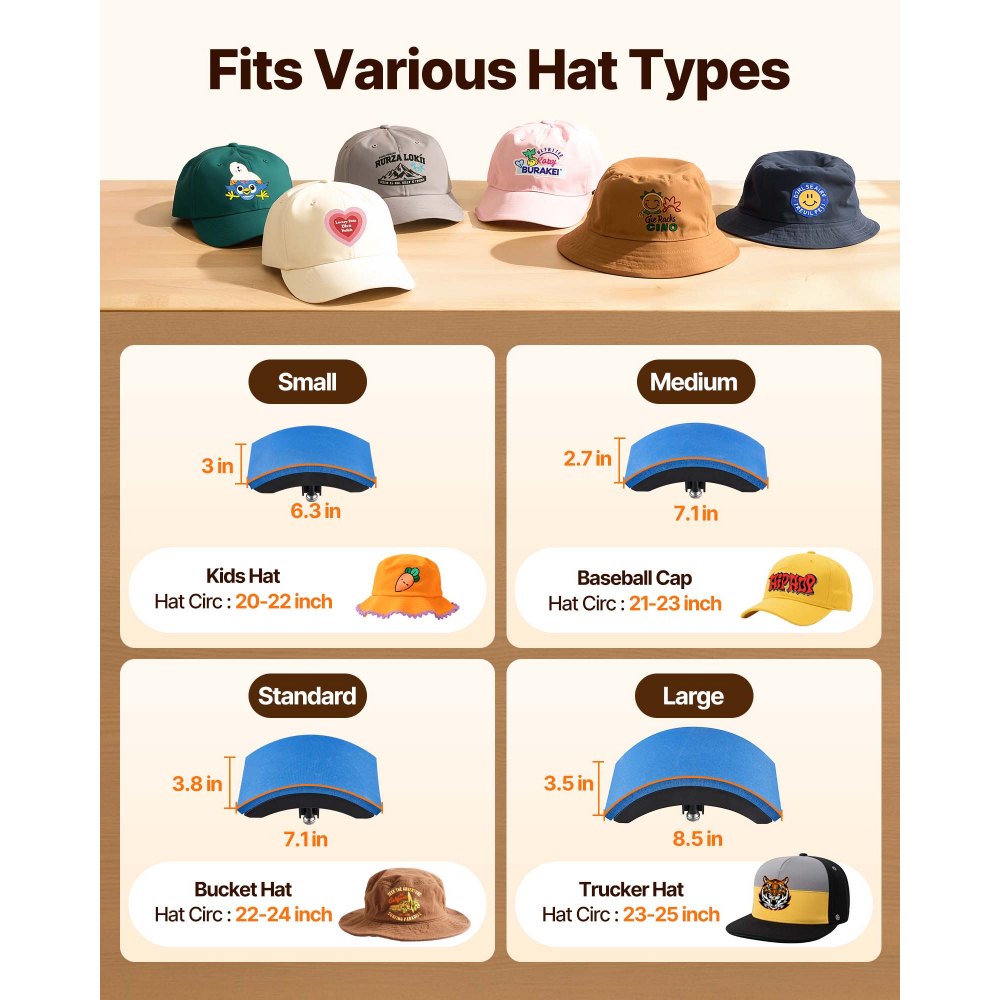 VEVOR Hat Heat Press, 4-in-1 Cap Heat Press Machine, 6 x 3in Clamshell Sublimation Transfer, LCD Digital Timer