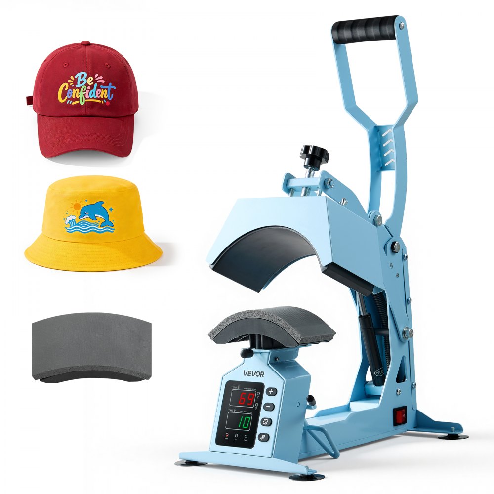 VEVOR Hat Heat Press Machine, with 2 Interchangeable Platens and Caps Stretcher, Precise Temperature & Time Control