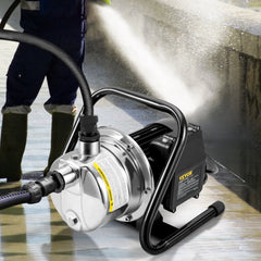 VEVOR Shallow Well Pump, 1.5 HP 115V, 1200 GPH 164 ft Height, 87 psi Max Pressure, Portable Stainless Steel Sprinkler