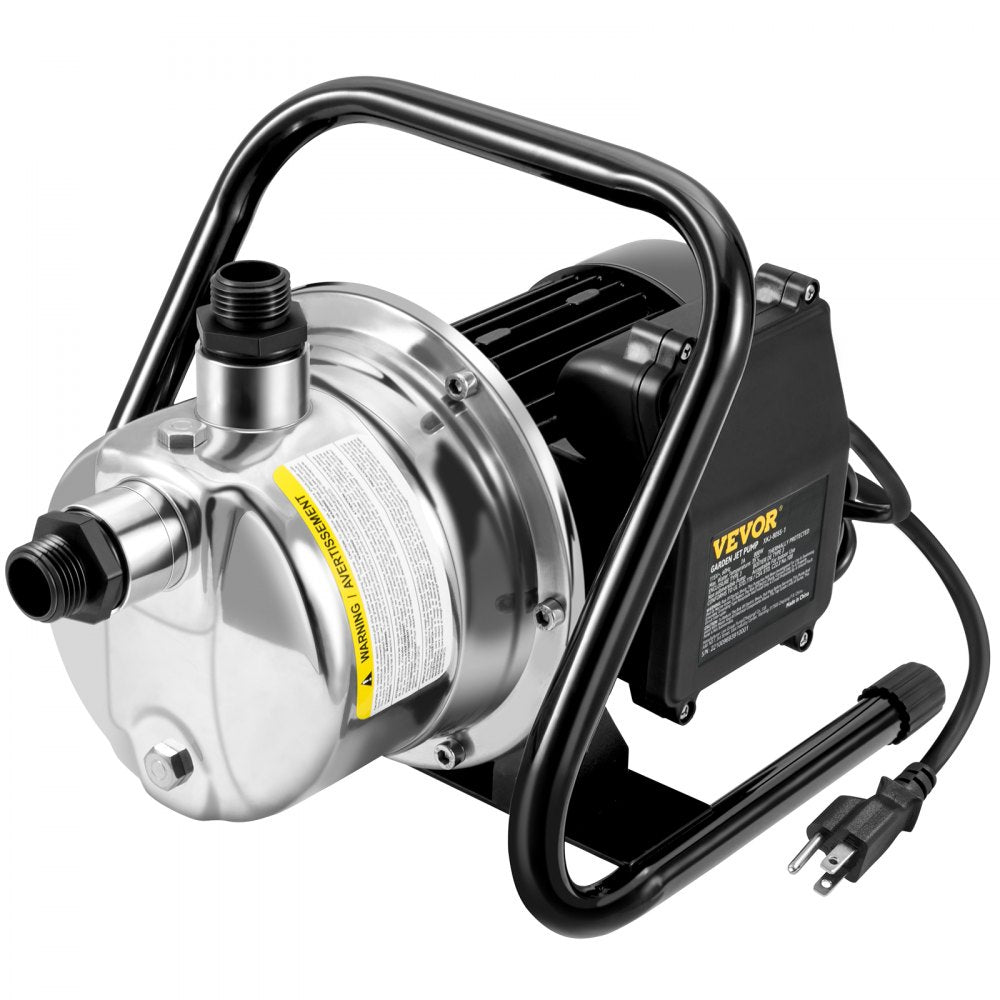 VEVOR Shallow Well Pump, 1.5 HP 115V, 1200 GPH 164 ft Height, 87 psi Max Pressure, Portable Stainless Steel Sprinkler