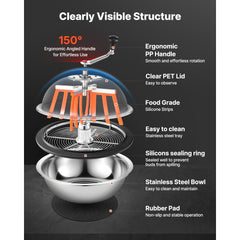 VEVOR Bud Leaf Bowl Trimmer, 13 in Manual Bud Trimmer, with Sharp Stainless Steel Blades, Visual Cutting, Wet & Dry