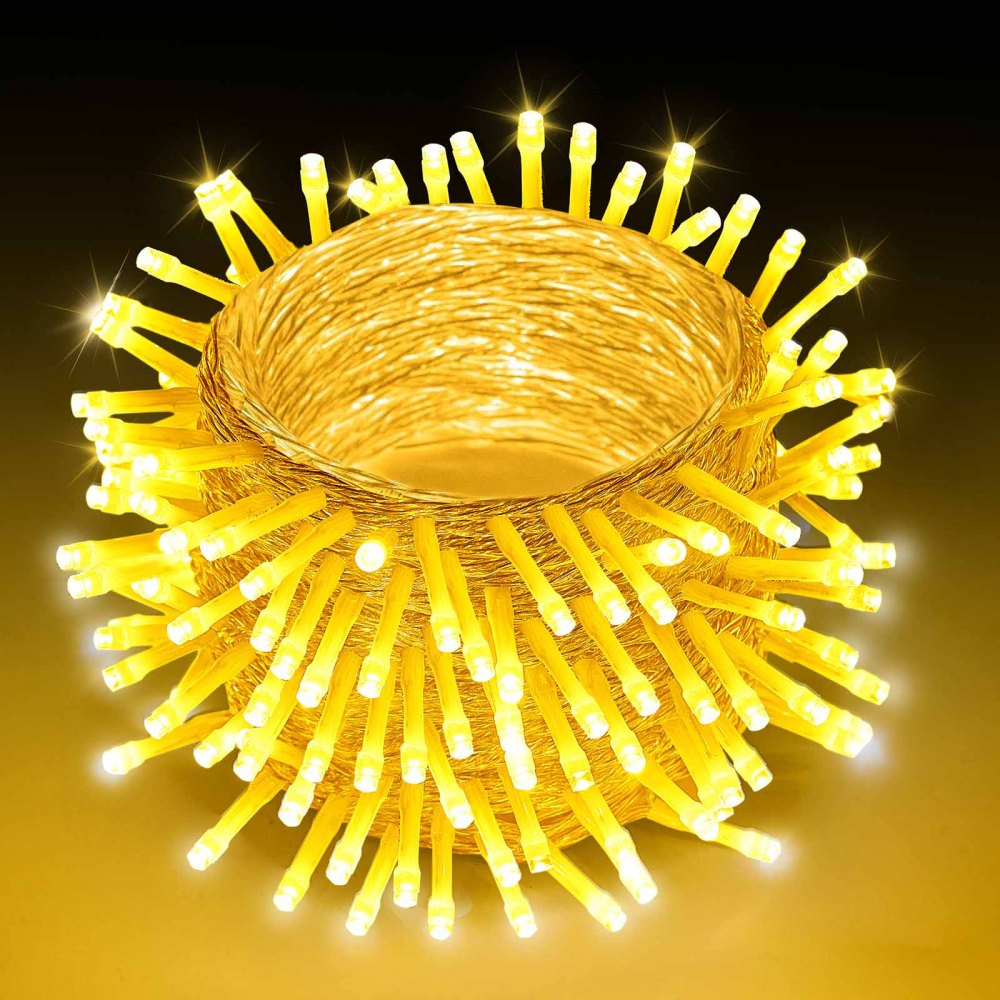 VEVOR LED Christmas String Lights, 200 LED, 76 ft Connectable Warm White Christmas Lights Outdoor, with 8 Modes, Auto