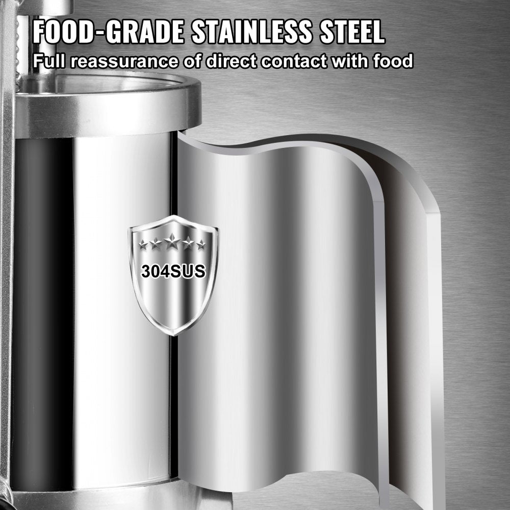 VEVOR Sausage Stuffer, 2.5LBS/1.5L Capacity, 304 Stainless Steel Vertical Sausage Stuffer, Sausage Filling Machine with