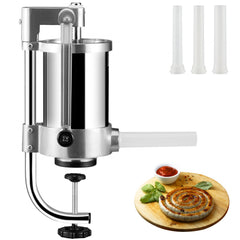 VEVOR Sausage Stuffer, 2.5LBS/1.5L Capacity, 304 Stainless Steel Vertical Sausage Stuffer, Sausage Filling Machine with