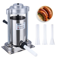 VEVOR Manual Sausage Stuffer, 2 L / 5 LBS Vertical Sausage Machine with G-type Clamp, Food-Grade 304 Stainless Steel
