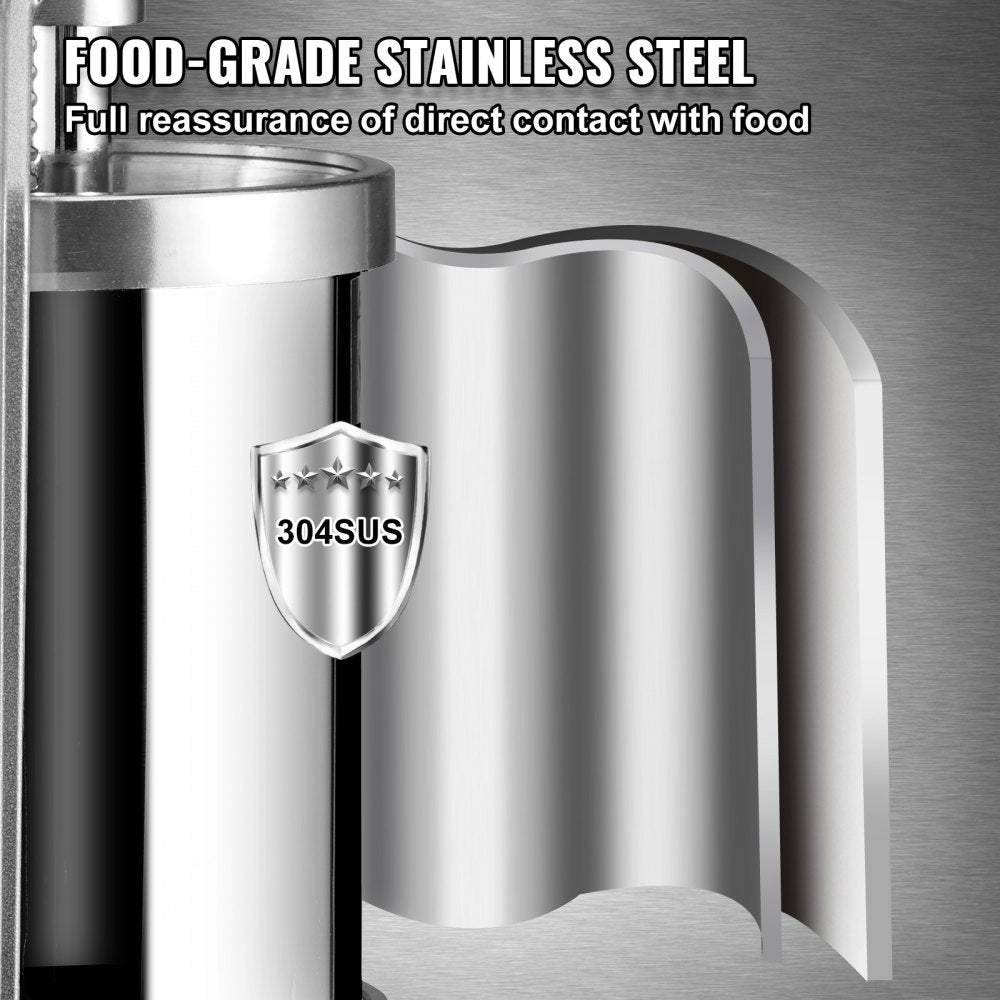 VEVOR Sausage Stuffer, 5LBS/3L Capacity, 304 Stainless Steel Vertical Sausage Stuffer, Sausage Filling Machine with 3