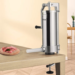 VEVOR Sausage Stuffer, 5LBS/3L Capacity, 304 Stainless Steel Vertical Sausage Stuffer, Sausage Filling Machine with 3