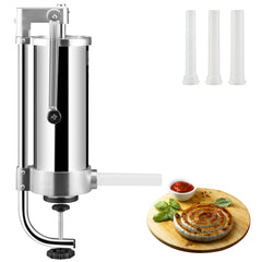 VEVOR Sausage Stuffer, 5LBS/3L Capacity, 304 Stainless Steel Vertical Sausage Stuffer, Sausage Filling Machine with 3