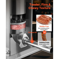 VEVOR Manual Sausage Stuffer, 7 LBS / 3 L Vertical Meat Stuffer, Heavy Duty Sausage Casing Meat Stuffing Machine