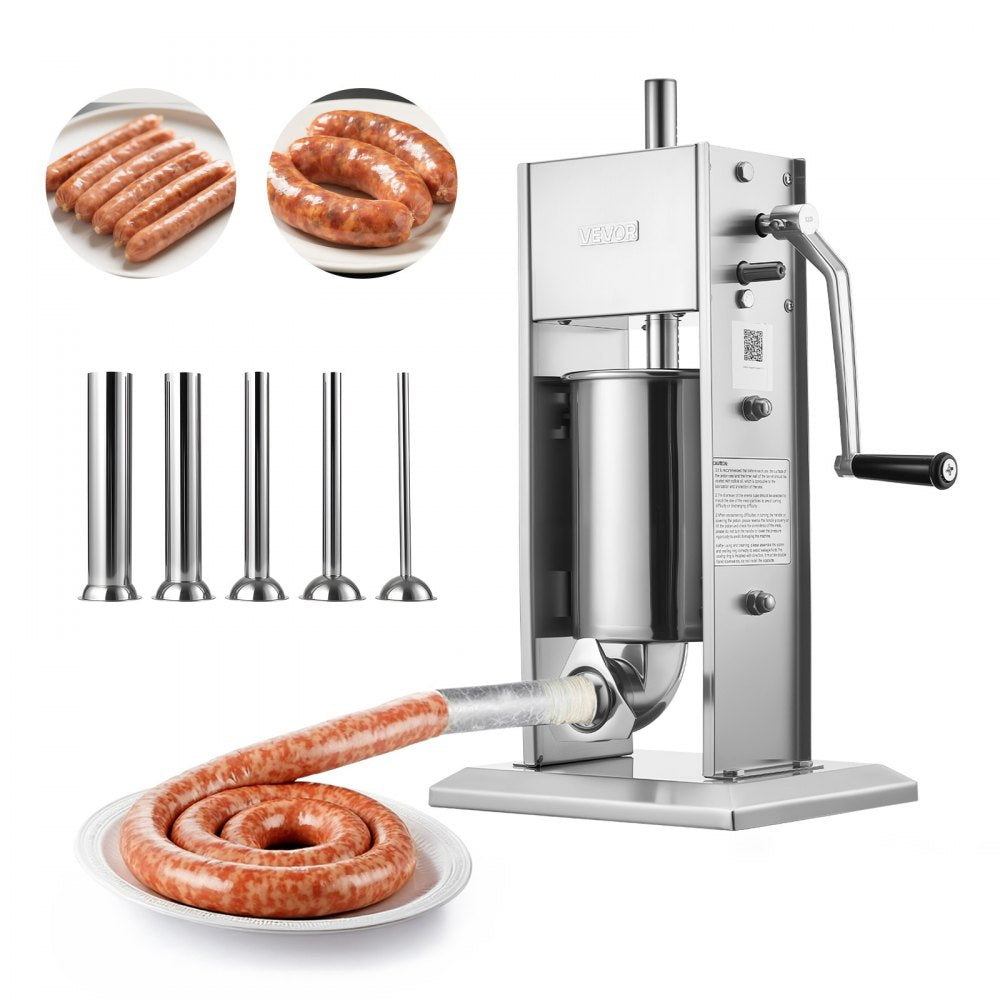 VEVOR Manual Sausage Stuffer, 7 LBS / 3 L Vertical Meat Stuffer, Heavy Duty Sausage Casing Meat Stuffing Machine