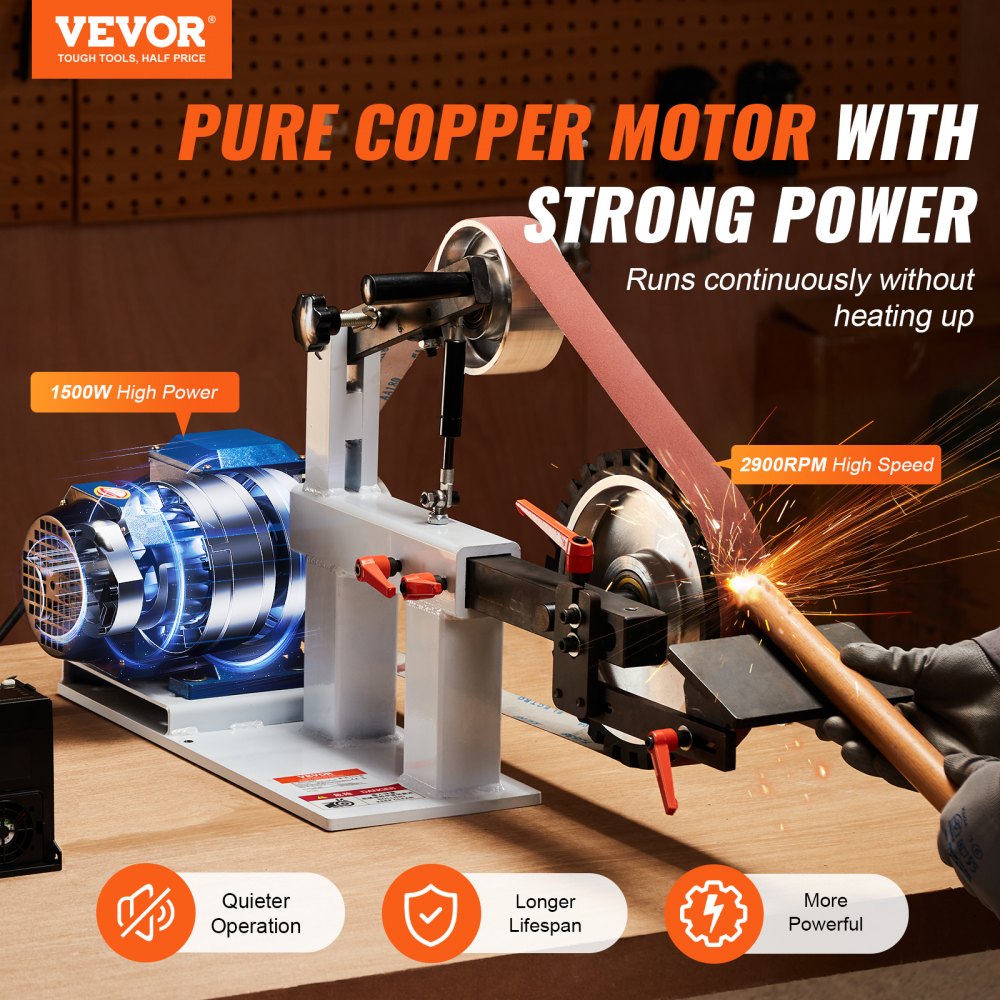 VEVOR Belt Grinder Sander, 72 x 2-Inch Variable Speed Belt Polisher with VFD, 1500W 2HP Polishing Grinding Machine with