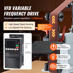 VEVOR Belt Grinder Sander, 72 x 2-Inch Variable Speed Belt Polisher with VFD, 1500W 2HP Polishing Grinding Machine with