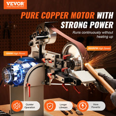 VEVOR Belt Grinder Sander, 72 x 2-Inch Variable Speed Belt Polisher with VFD, 1500W Knife Sharpener with 3 Grinding