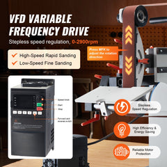 VEVOR Belt Grinder Sander, 72 x 2-Inch Variable Speed Belt Polisher with VFD, 1500W Knife Sharpener with 3 Grinding